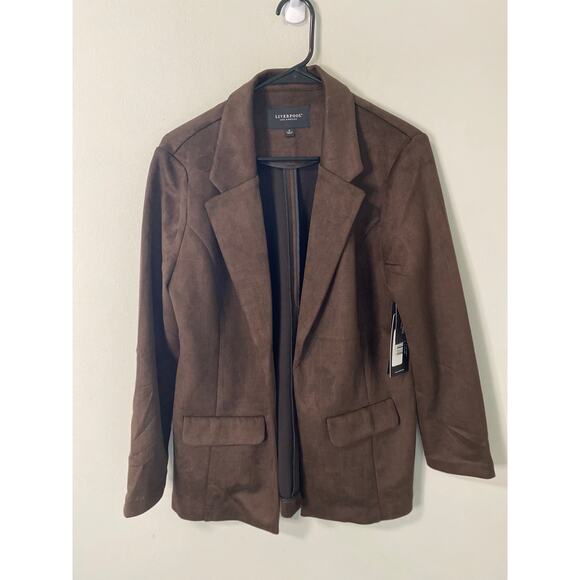 New Liverpool Women's Suede Blazer, Chocolate Brown Size Medium - Picture 1 of 3